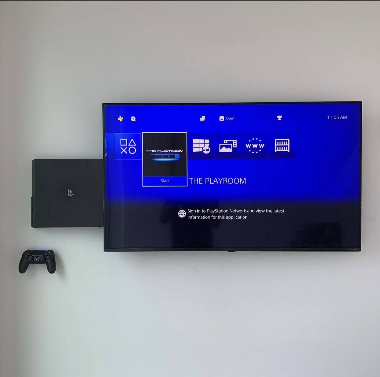 Gaming console side-mount + TV install