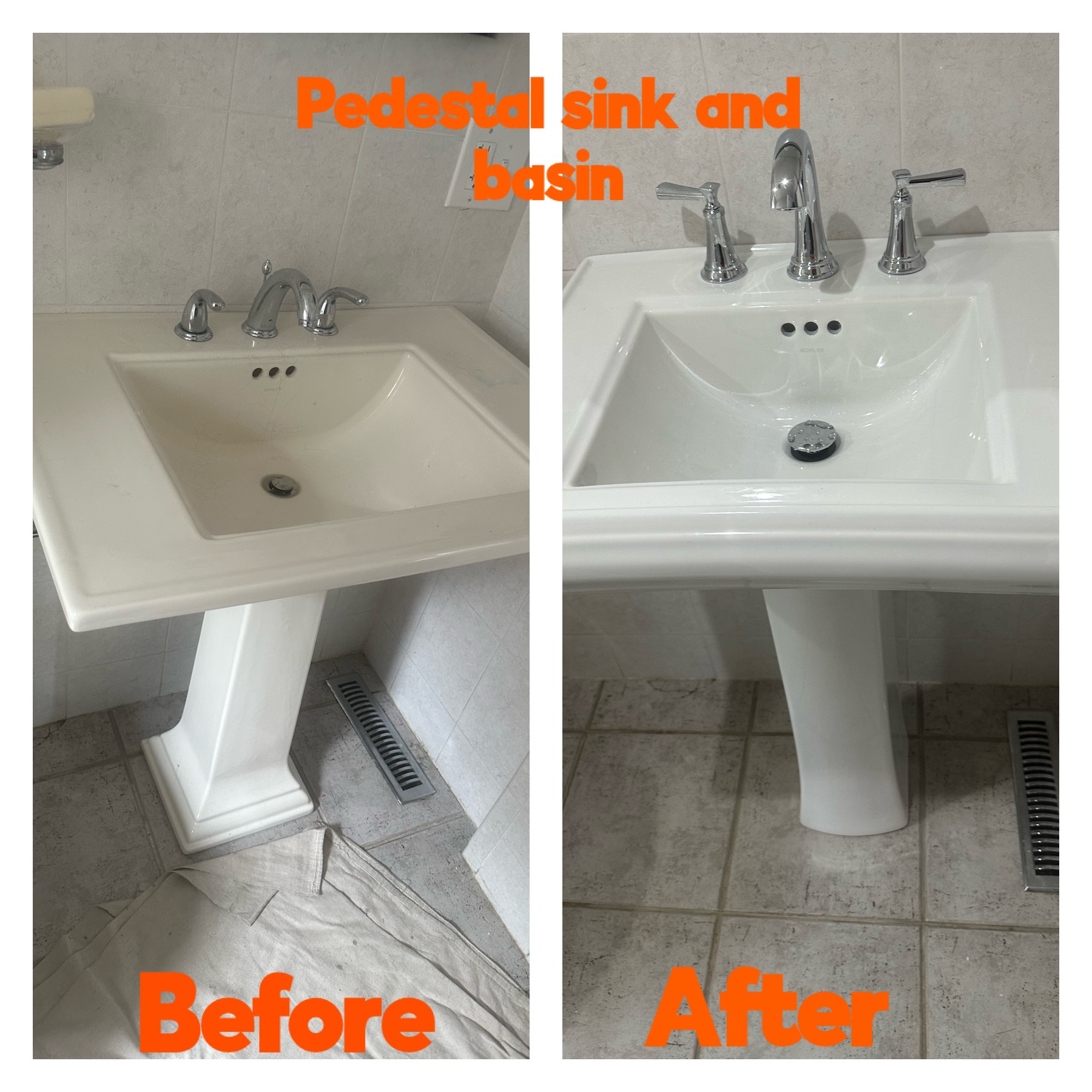 Pedestal sink & basin swap — before & after