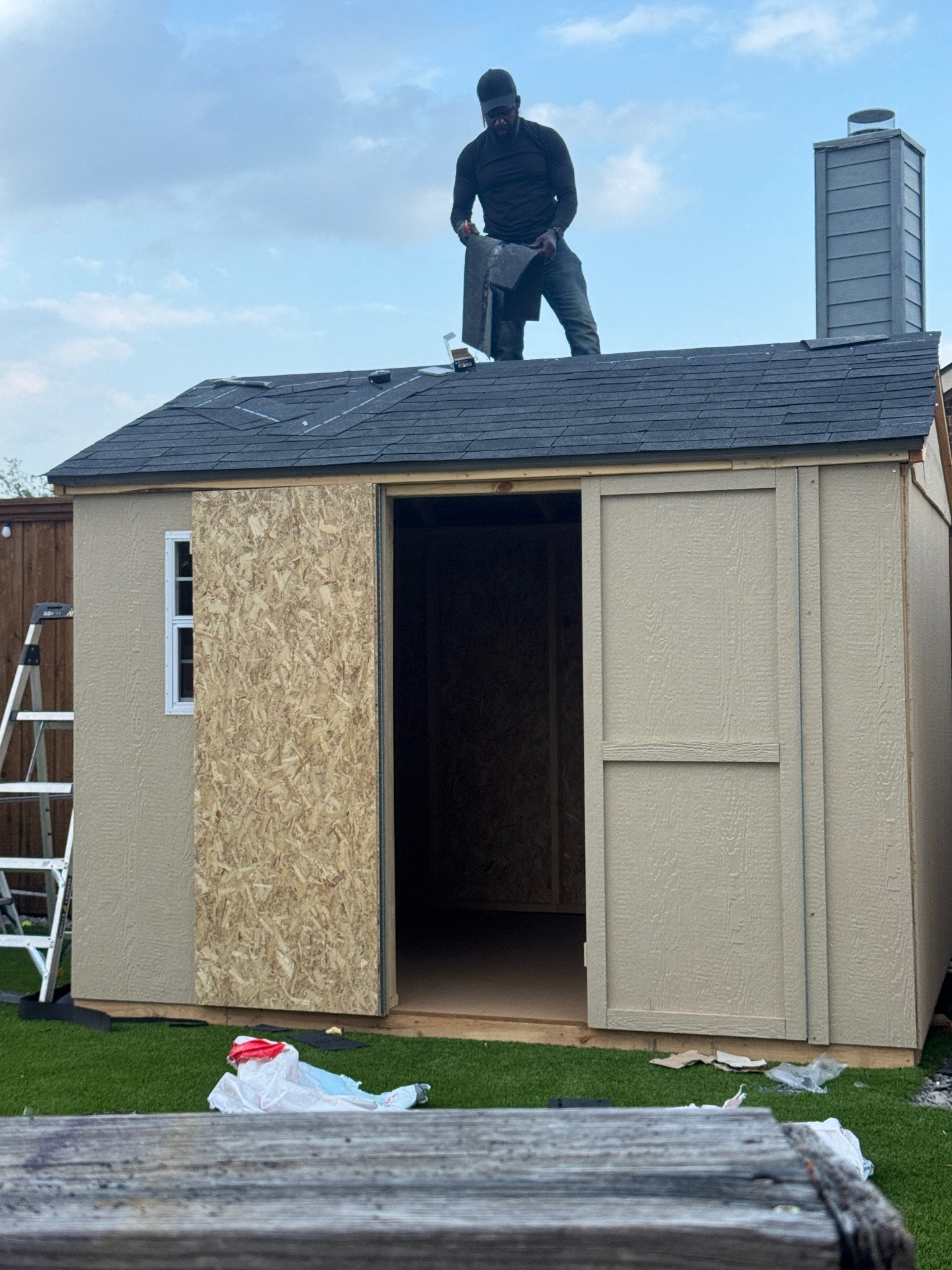 Shed roof shingle install